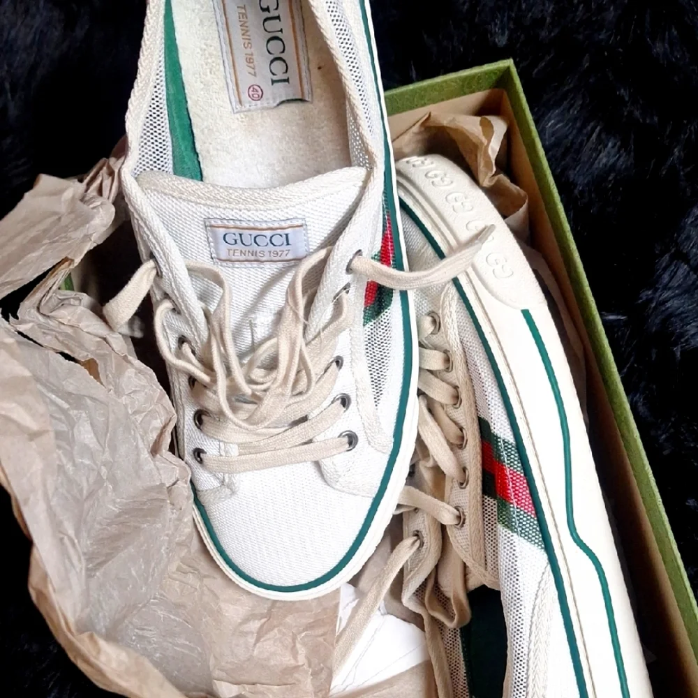 Gucci Tennis 1977 Sneakers - Cream and Green - Picture 1 of 2